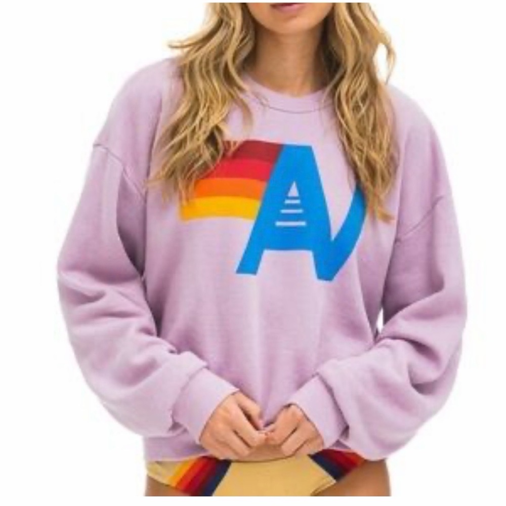 Aviator Nation Pastel Purple Sweatshirt with Bold Graphic